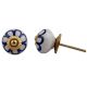 Navy Blue Floral Crackle Ceramic Drawer Knob