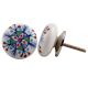 Blue Floral Flat Knob