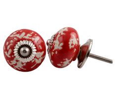 Red Etched Round Knob