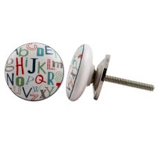 Multicolor Alphabet Flat Ceramic Drawer Knobs