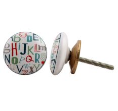 Multicolor Alphabet Flat Ceramic Drawer Knobs