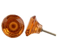 Amber Diamond Shape Big Glass Cabinet Knob