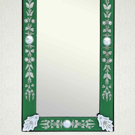 Green Long Venetian Mirror-46.5 inches X 16 inches