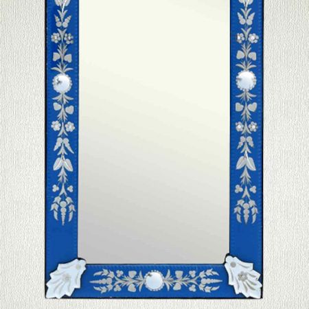 Blue Long Venetian Mirror-46.5 inches X 16 inches