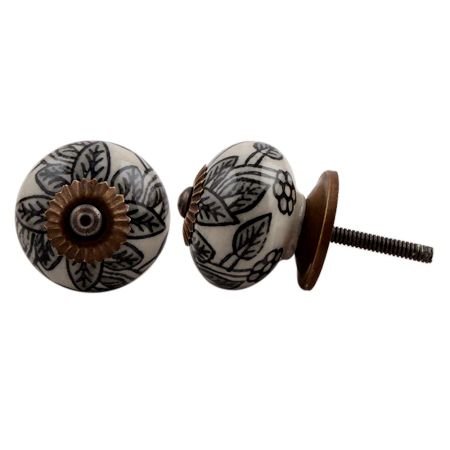 Black Leaf Painted Knob
