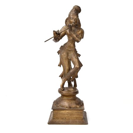 Bronze Krishna Playing Flute