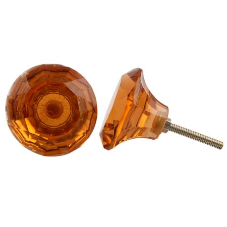 Amber Diamond Shape Big Glass Cabinet Knob