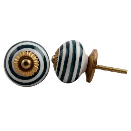 Forest Green Striped Knob