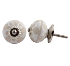 Cream Etched Ceramic Knob