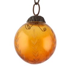 Set Of 4 piece Yellow Round Leaf Cut Christmas Hanging