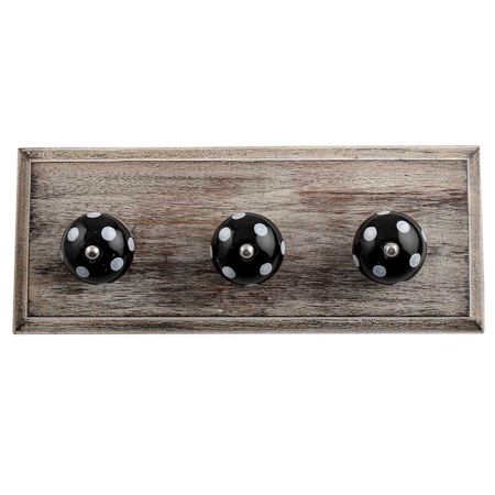 Black White Dot Wooden Hooks