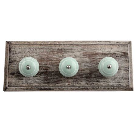 Sage Green White Strip Wooden Hooks
