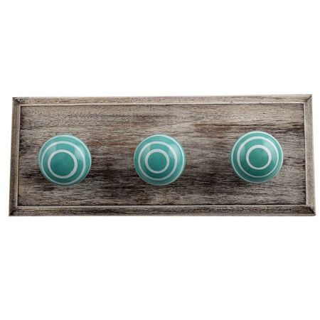 Sea Green White Strip Wooden Hooks