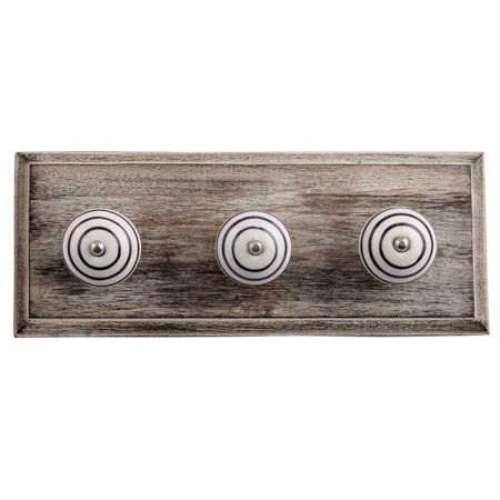 White Purple Strip Wooden Hooks