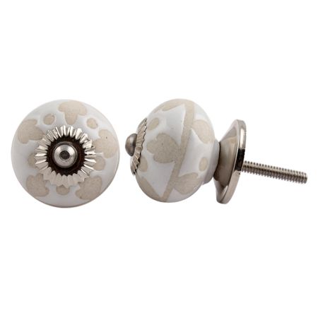 Cream Etched Ceramic Knob