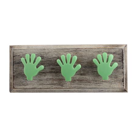 Green Resin Fingers Wooden Hooks