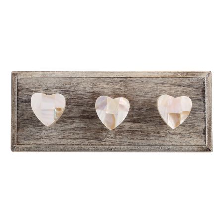 Shell and Resin Heart Wooden Hooks