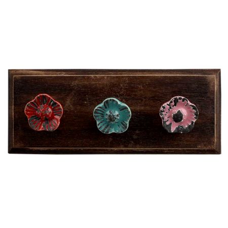 Mix Daffodils Ceramic Etched Wooden Hooks