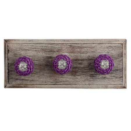 Purple Rexine Wire Wooden Hooks