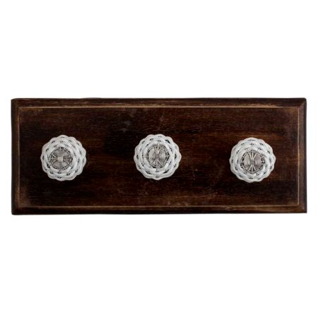 White Rexine Wire Wooden Hooks