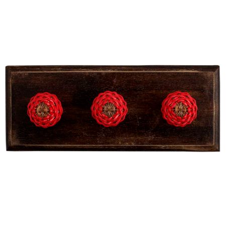 Red Rexine Wire Wooden Hooks