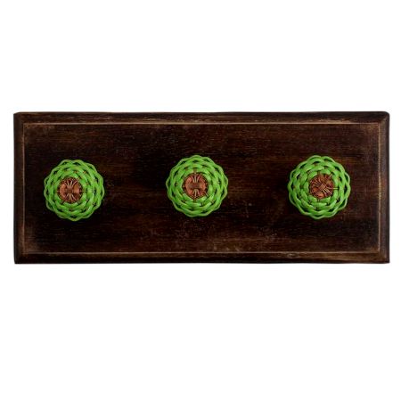 Green Rexine Wire Wooden Hooks