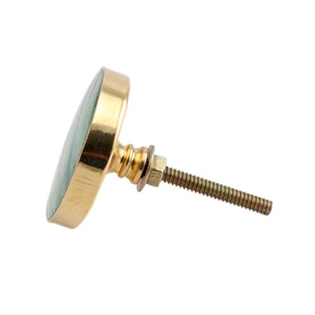 Round Sea Green Metal and Bone Knob
