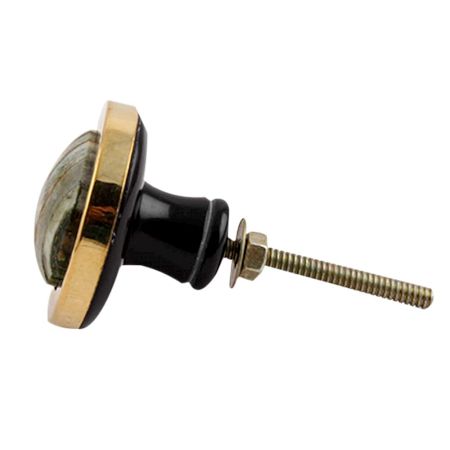 Round Light Sea Green Metal and Bone Knob