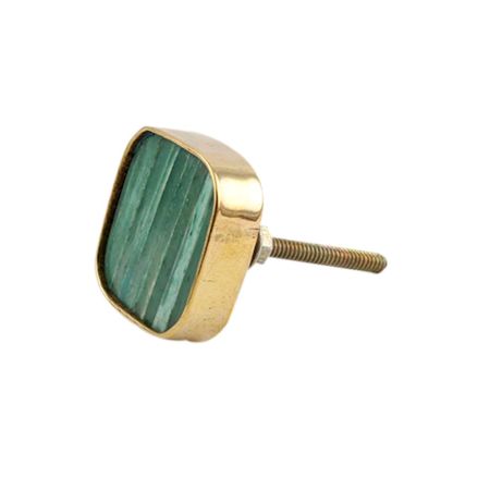 Square Sea Green Bone and Metal Knob