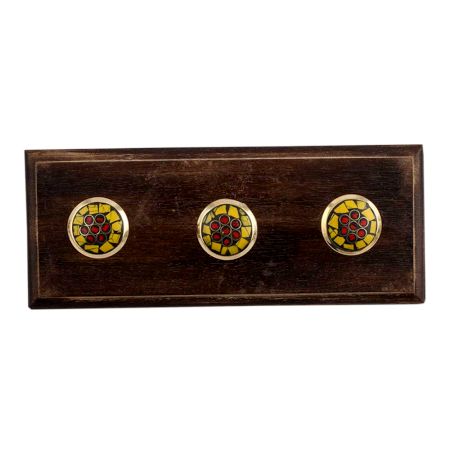 Round Yellow Stone and Metal Wooden Hooks