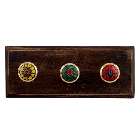 Round Mix Stone and Metal Wooden Hooks