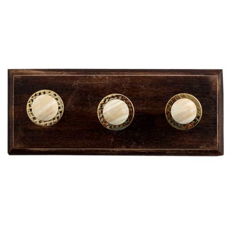 Round Cream Metal and Bone Wooden Hooks