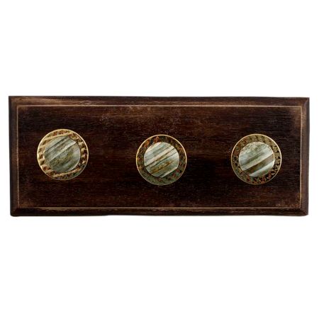 Round Light Sea Green Metal and Bone Wooden Hooks