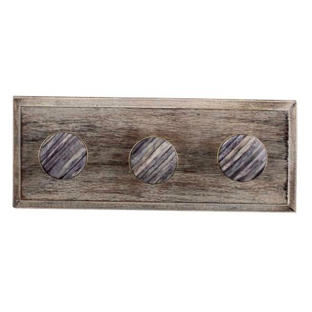 Round Grey Metal and Bone Wooden Hooks