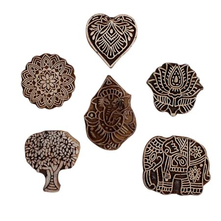 Set of 6 Piece New Mix Wooden Printing Block