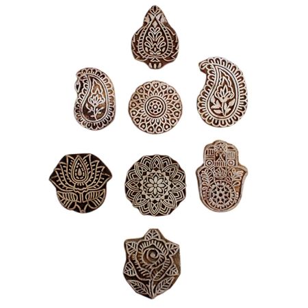 Set of 8 Piece New Mix Wooden Printing Block