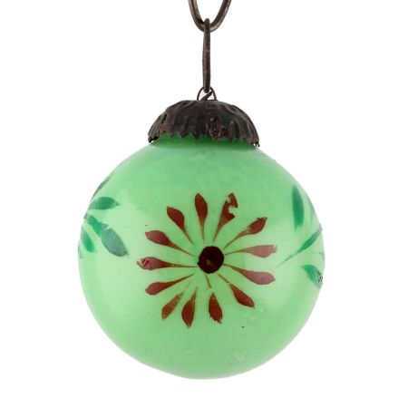 Set Of 4 piece Green Round Flower Christmas Hanging