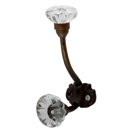 Clear Paneled Sides Glass Iron Hook (Set Of One Piece)