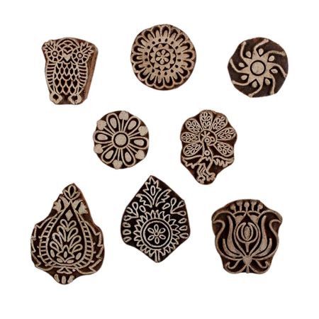 Set of 8 Piece New Mix Wooden Printing Block