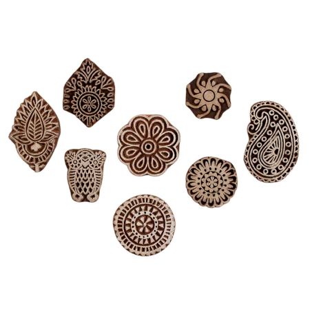 Set of 8 Piece New Mix Wooden Printing Block