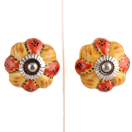 Brown Red Flower Knob