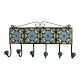 Green Floral Ceramic Tiles Hooks-474 (Set Of Ine Piece)
