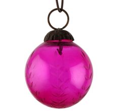 Set Of 4 piece Pink Leaf Round Small Christmas Hanging