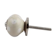 Cream White Dot Small Dresser Knob
