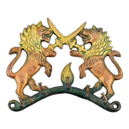 Bronze Two Lion and Sword Look Hooks