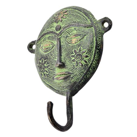 Tribal Woman Face Brass Metal Hooks