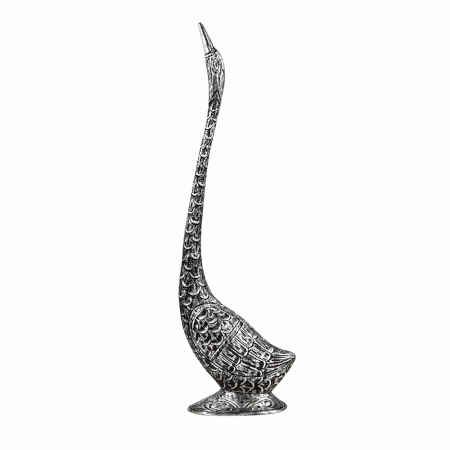 Silver Metal Alloy Duck Sculpture