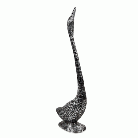 Silver Metal Alloy Duck Sculpture