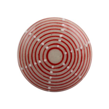 Red Stripe Flat Ceramic Dresser Knob