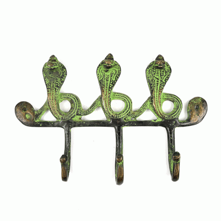 Bronze Cobra Wall Hooks with Patina